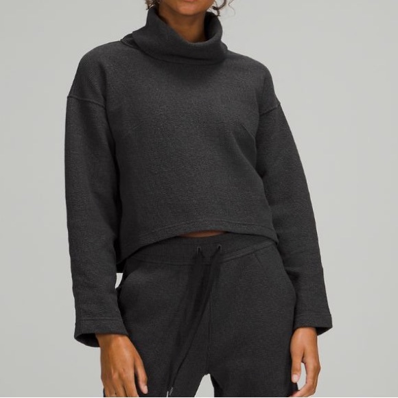 Lululemon Rubbed Funnel Neck Pullover Heathered Black - Picture 1 of 7